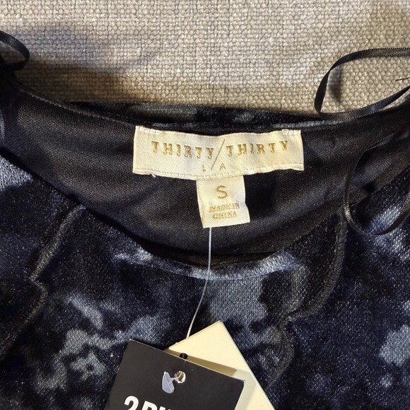 Thirty Thirty 2 Piece Set Mesh Floral Maxi Skirt Crop Top S Black Blue - Picture 5 of 8